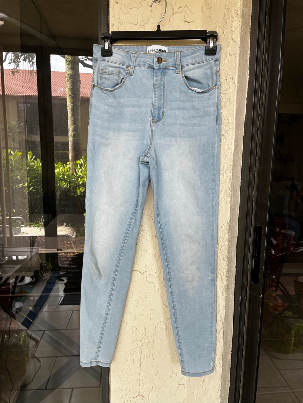 Fashion Nova Light Blue High-Rise Slim Jeans WOMANS